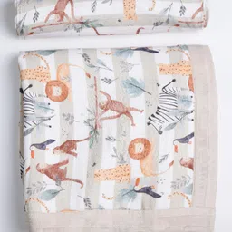 Cocoon Care Bamboo Cotton Muslin Blanket Swaddle Set for New Born Baby - Beige-picture-26