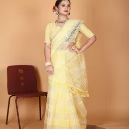 VRAGI Embellished Organza Saree-image-67