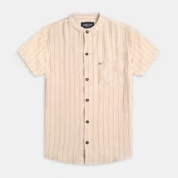 CHARCHIT Boys Regular Fit Vertical Striped Mandarin Collar Cotton Casual Shirt-image-68
