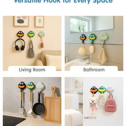 fab n funky Cartoon Suction Hooks Set of 3| Adhesive Free| Easy to fix| Reusable| Mess Free| Strong Suction Power - White & Black image 2