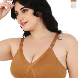 Designer Bugs Zan Women Pack of 2 Cotton Plus Size Full Coverage Non Padded T-shirt Bra-picture-11