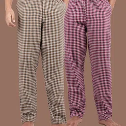 Kryptic Men Pack Of 2 Checked Cotton Lounge Pants-image-28