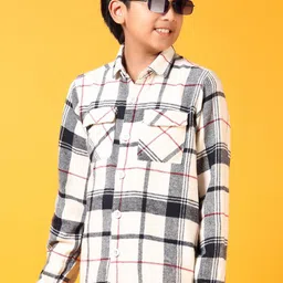 V-Mart Boys Spread Collar Checked Cotton Casual Shirt-image-4