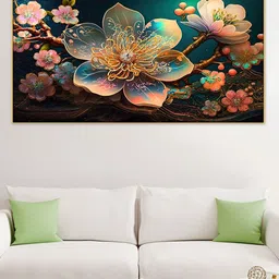 DEKORSTATION Pink & Blue Floral Printed Canvas Wall Art-picture-6