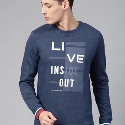 Alcis Men Navy Blue & White Printed Sports Sweatshirt-image-54