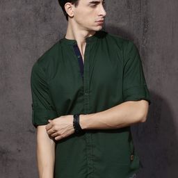 Roadster Men Green Sustainable Casual Shirt-image-99