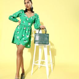 Sera Women Gorgeous Green Floral Dress-image-89