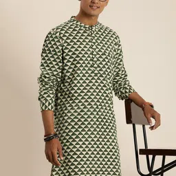 Taavi Bagru Geometric Printed Kurta-image-84
