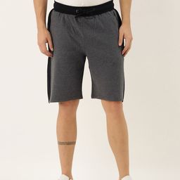 ARISE Men Grey Melange Solid Regular Fit Regular Shorts with Side Block Panel Detailing-image-35