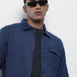 The Indian Garage Co Men Navy Blue Solid Casual Shirt-image-39