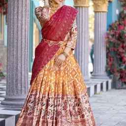A TO Z CART Printed Ready to Wear Lehenga & Unstitched Blouse With Dupatta image 3