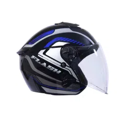 HIKER by Varroc FLASH PRO MAX Helmet Gloss Black & Blue Small 580 mm Half Face, HD4-15