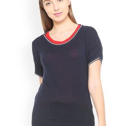 Van Heusen Woman Navy Blue Self Design Pullover-picture-40