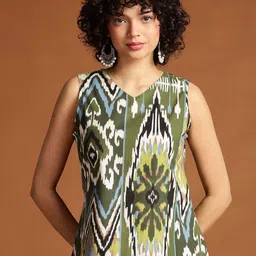 Anouk Women Ikat Printed V-Neck Sleeveless Top-image-34