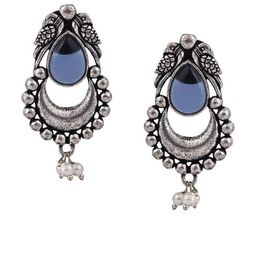 OPUS GEMS Artificial Beaded Crescent Shaped Oxidised Drop Earrings-image-80