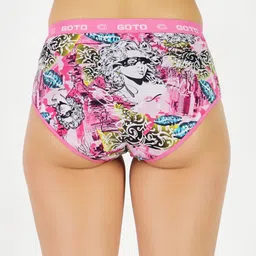 GOTO Pack Of 2 Printed Hipster Briefs nylon print outer elastic Red-Pink 2ps image 5