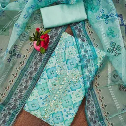 SAINOOR Ethnic Motifs Embroidered Sequinned Organza Semi-Stitched Dress Material-image-43