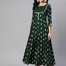 MBE Ethnic Motifs Printed Gotta Patti Cotton Anarkali Kurta-picture-24