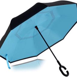 anugrah mart Double Layer Inverted Reversible No Drip Umbrella with C Shape Handle Easy Open & Close car Umbrella, Multicolor image 1