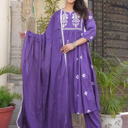 KALINI Women Floral Printed Regular Pure Cotton Kurta with Trousers & With Dupatta-52
