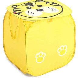 Collapsible Tiger Print Square Storage Bag With Lid - Yellow-56