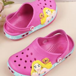 Kidsville Barbie Featuring Applique Detailed Perforated Slingback Clogs - Pink-picture-19