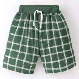 Fido Single Jersey Knit Above Knee Length Shorts Checks Design - Deep Green-image-48