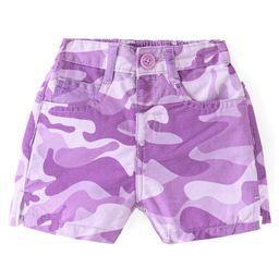 Babyhug Twill Woven Mid Thigh Length With Stretch Shorts Camouflage Print - Lavender-image-79