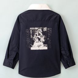 INFINITY Full Sleeves Back Ship Printed Shirt - Navy Blue-image-61