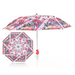 John's Umbrella  Spiderman Print 2 Fold Straight Umbrella with  Whistle - Multicolor-22