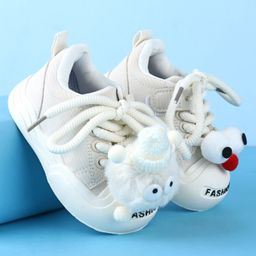 Babyoye Lace Up Casual Shoes With Applique - White-image-111