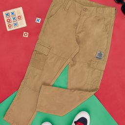 Pantaloons Junior Cotton Patch Embroidered Trousers - Khaki Brown-image-3
