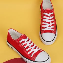 TRUFFLE COLLECTION Canvas Colour Blocked Sneakers - Red-image-54