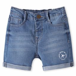 Babyhug Mid Thigh Washed Shorts With Stretch & Airplane Print - Blue-image-67