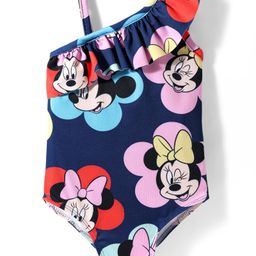 Babyhug Disney Sleeveless V Cut Swimsuit With Frills Detailing Minnie Mouse Print - Navy Blue-image-46