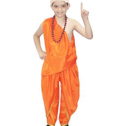 Kaku Fancy Dresses Full Sleeves Solid Chanakya Costume Set - Orange-image-22