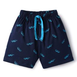Pink Rabbit Single Jersey Knit Knee Length Shorts With Skateboard Print - Navy Blue-image-39