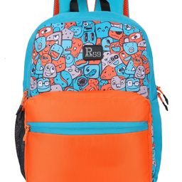 HARISSONS R59 Doodle Teal Orange School Bag for Kids Backpack.(Height 16 Inches)-image-2