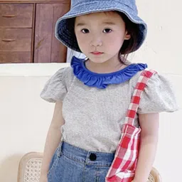 LULU & SKY Girls Puff Sleeves Cotton Top-image-52