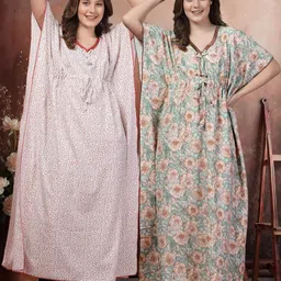KLOTTHE Multi Cotton Blend Nightdress-image-95