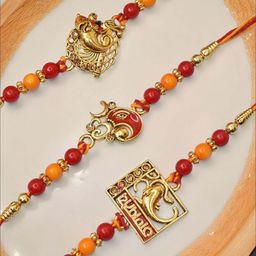 MEIRA JEWELLERY Pack Of 3 Rakhi With Roli Chawal & Greeting Card-image-17