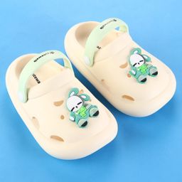 Cute Walk by Babyhug Clogs with Back Strap & Bunny Applique - White image 2