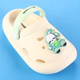 Cute Walk by Babyhug Clogs with Back Strap & Bunny Applique - White image 3