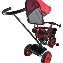 JoyRide Stroller Tricycle with Canopy and Parental Adjust Push Handle for Kids Red image 4