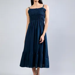 ENTELLUS Women Cotton Fit & Flare Midi Dress-picture-29