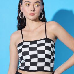 BAESD Checked Shoulder Straps Crop Top-image-97