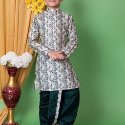 Cae Boys Embroidered Regular Sequinned Dupion Silk Kurta with Dhoti Pants-55