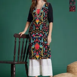 Anouk Rustic Women Pack of 3 Ethnic Motifs Printed Daily Straight Kurtas-image-93