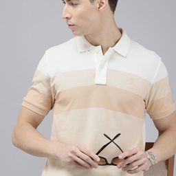 U.S. Polo Assn. Colourblocked Polo Collar Pure Cotton Slim Fit T-shirt-image-0