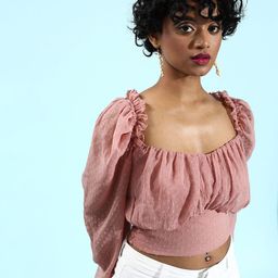 plusS Women Pretty Pink Self Design Top-6
